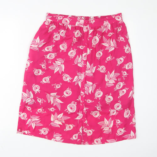 Elizabeth Scott Womens Pink Geometric Polyester A-Line Skirt Size S Button - S/M