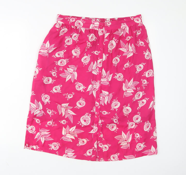Elizabeth Scott Womens Pink Geometric Polyester A-Line Skirt Size S Button - S/M