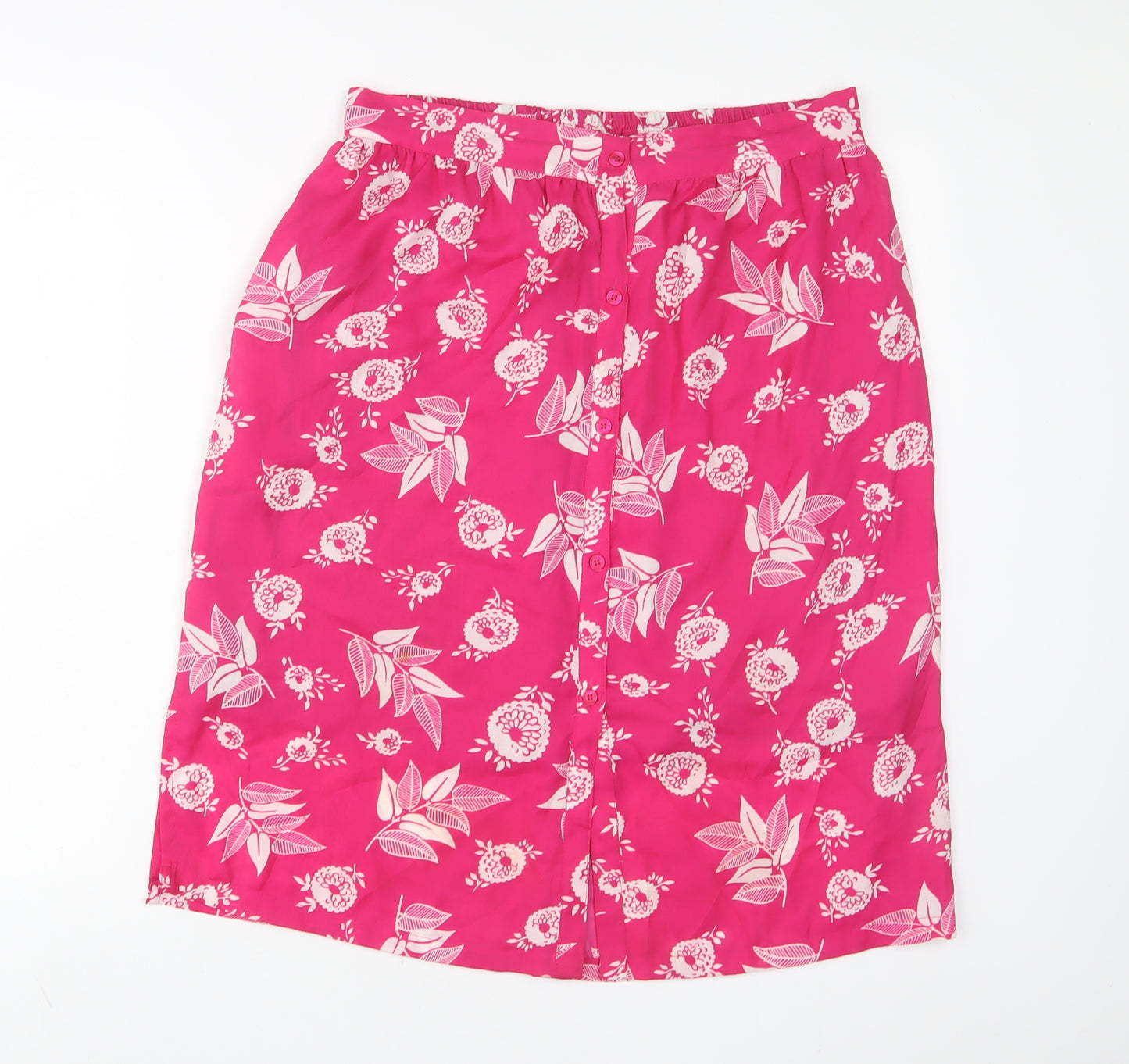 Elizabeth Scott Womens Pink Geometric Polyester A-Line Skirt Size S Button - S/M