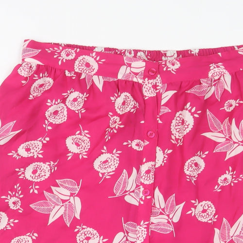 Elizabeth Scott Womens Pink Geometric Polyester A-Line Skirt Size S Button - S/M