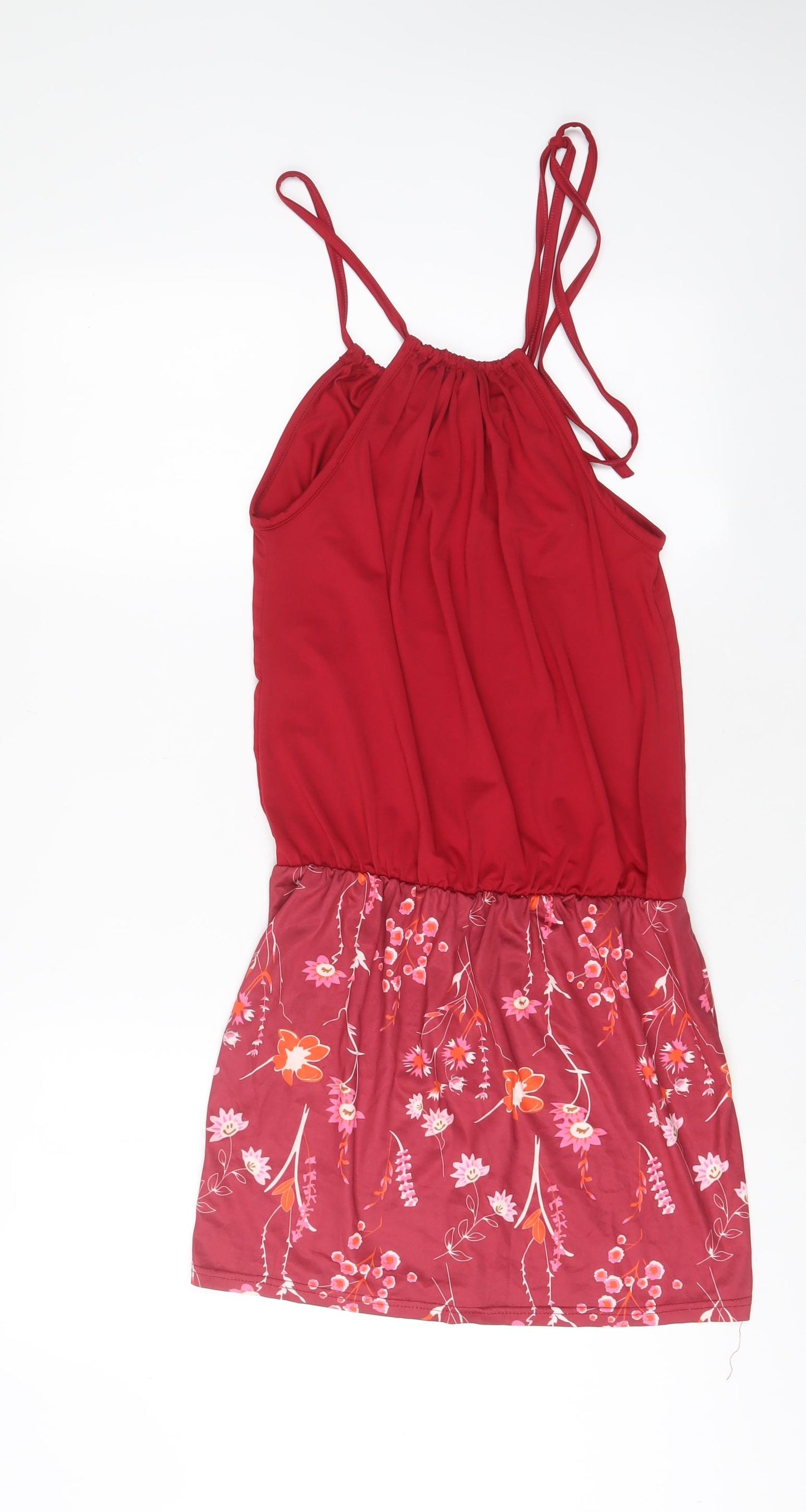 Yoins Womens Red Floral Polyester A-Line Size S Square Neck Pullover