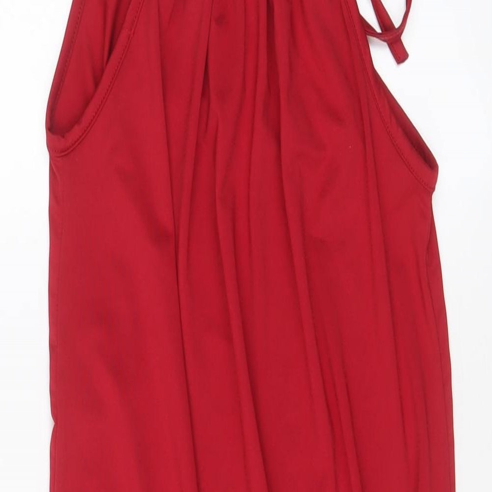 Yoins Womens Red Floral Polyester A-Line Size S Square Neck Pullover