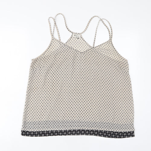 jeanwest Womens Beige Argyle/Diamond Polyester Basic Tank Size 16 V-Neck