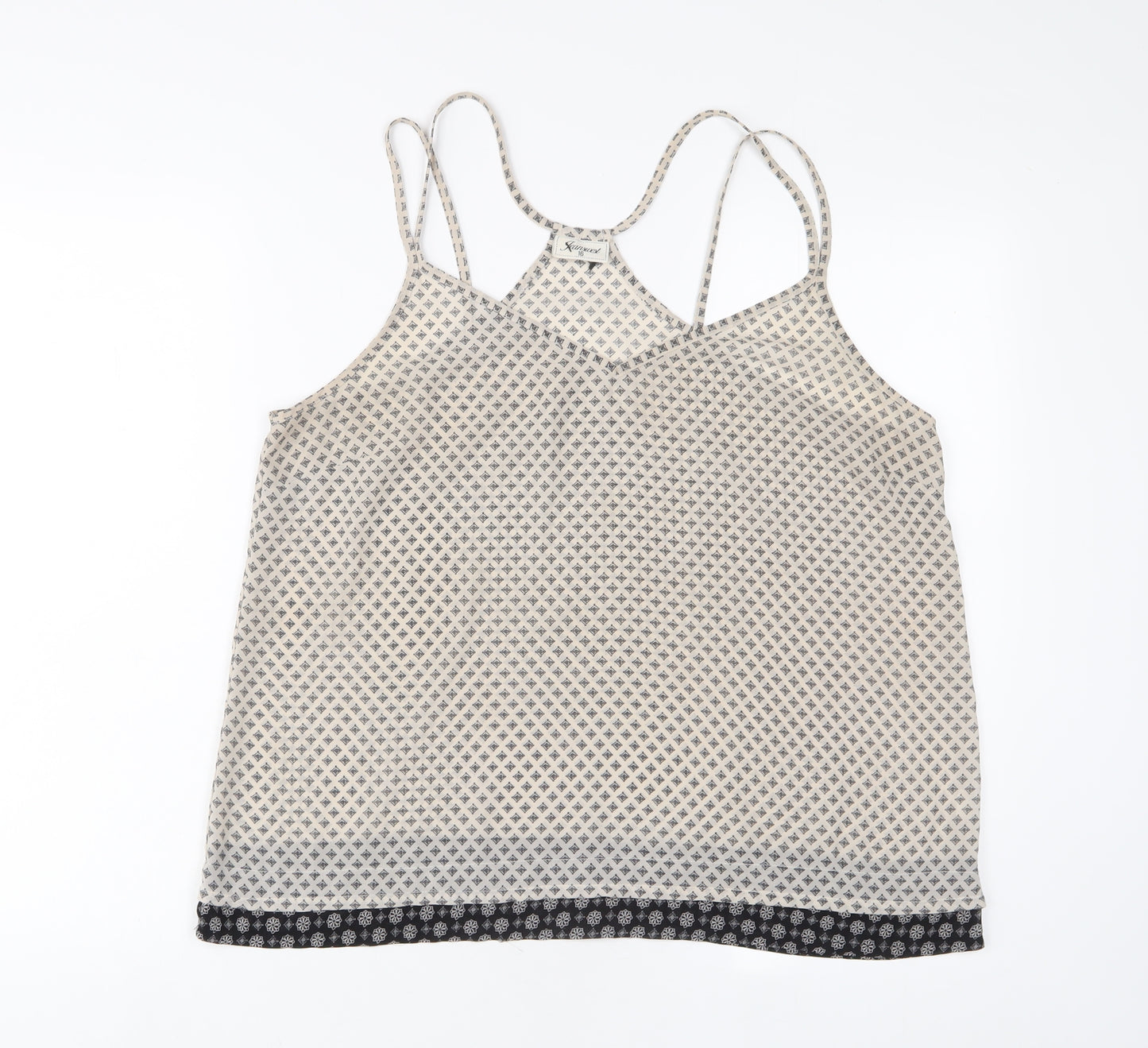 jeanwest Womens Beige Argyle/Diamond Polyester Basic Tank Size 16 V-Neck