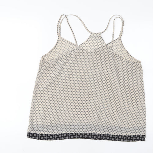 jeanwest Womens Beige Argyle/Diamond Polyester Basic Tank Size 16 V-Neck