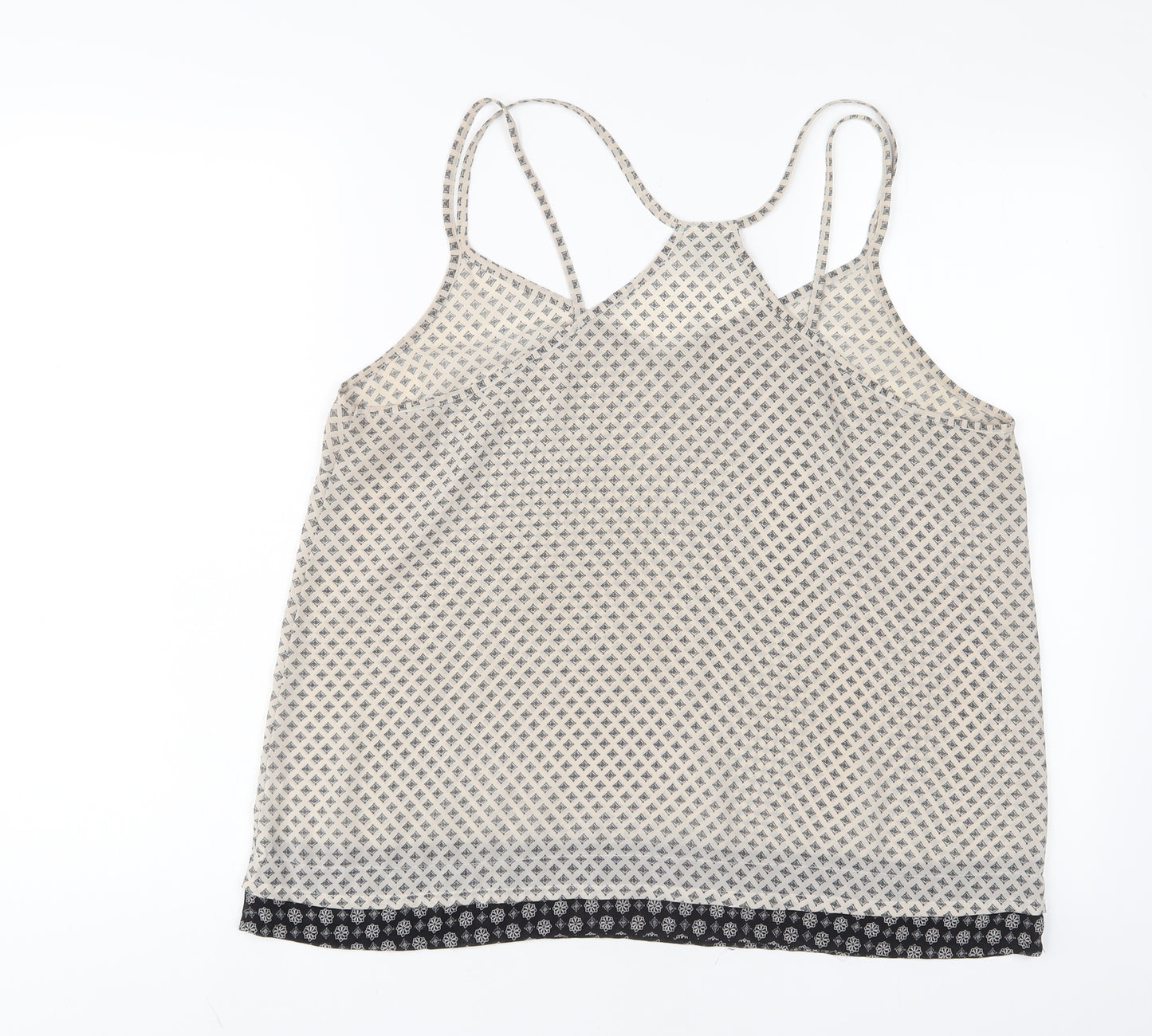 jeanwest Womens Beige Argyle/Diamond Polyester Basic Tank Size 16 V-Neck