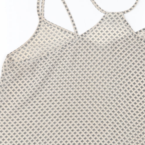 jeanwest Womens Beige Argyle/Diamond Polyester Basic Tank Size 16 V-Neck