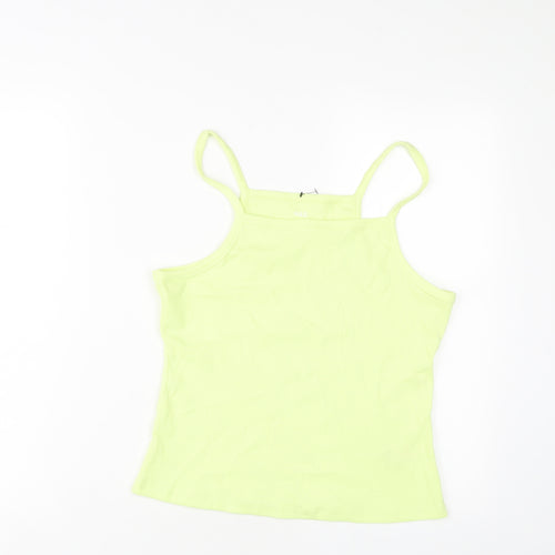 Marks and Spencer Girls Green Cotton Basic Tank Size 14-15 Years Square Neck Pullover