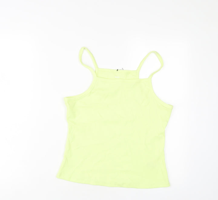 Marks and Spencer Girls Green Cotton Basic Tank Size 14-15 Years Square Neck Pullover