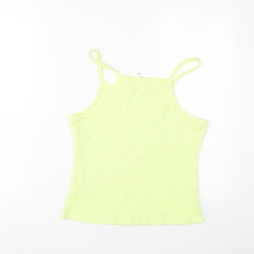 Marks and Spencer Girls Green Cotton Basic Tank Size 14-15 Years Square Neck Pullover