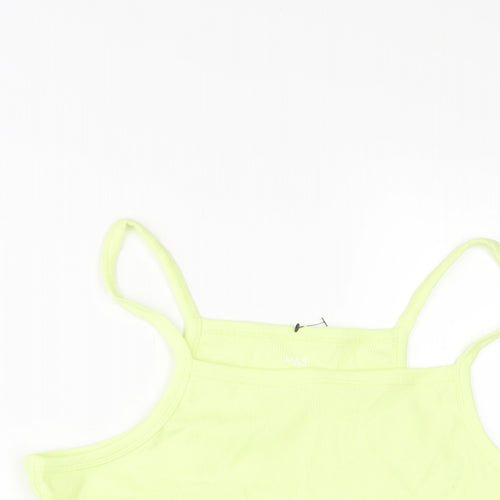 Marks and Spencer Girls Green Cotton Basic Tank Size 14-15 Years Square Neck Pullover