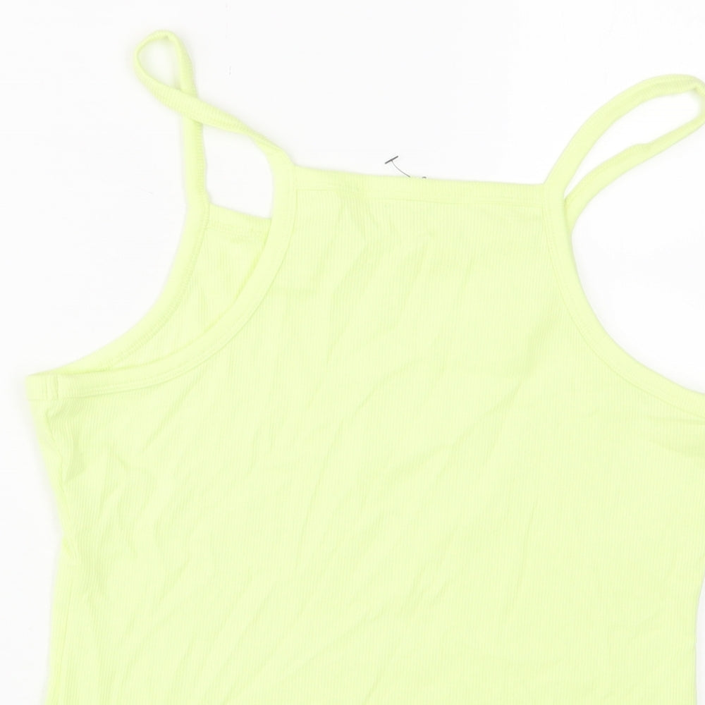 Marks and Spencer Girls Green Cotton Basic Tank Size 14-15 Years Square Neck Pullover
