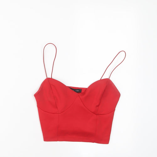 New Look Womens Red Polyester Cropped Tank Size 6 Sweetheart