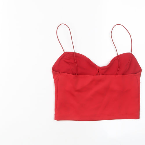 New Look Womens Red Polyester Cropped Tank Size 6 Sweetheart