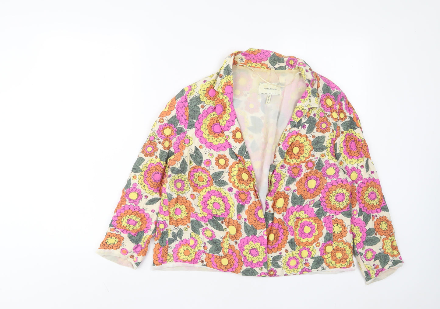 River Island Womens Multicoloured Floral Jacket Blazer Size 16 - Open