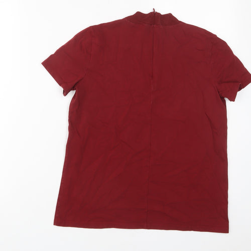 Zara Womens Red Cotton Basic T-Shirt Size M Round Neck