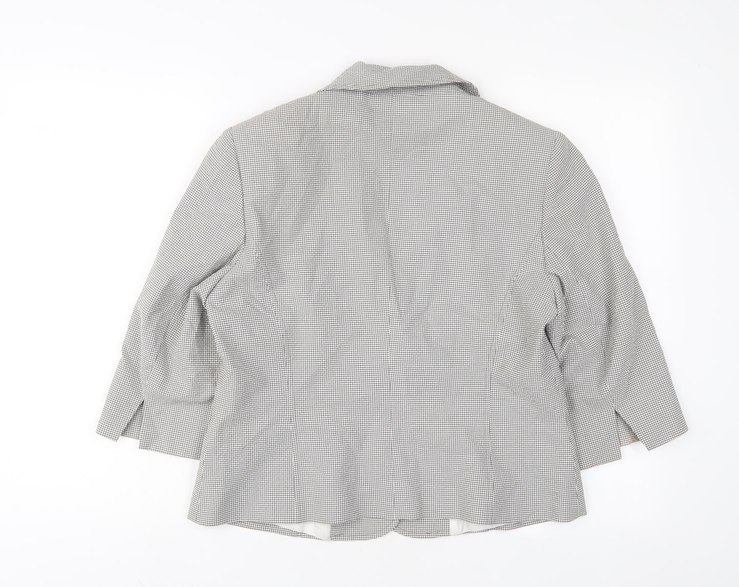 MinuET Womens Grey Plaid Jacket Blazer Size 14 Button