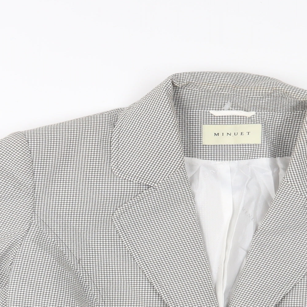 MinuET Womens Grey Plaid Jacket Blazer Size 14 Button