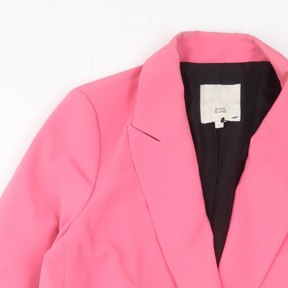 River Island Womens Pink Jacket Blazer Size 12 Buckle