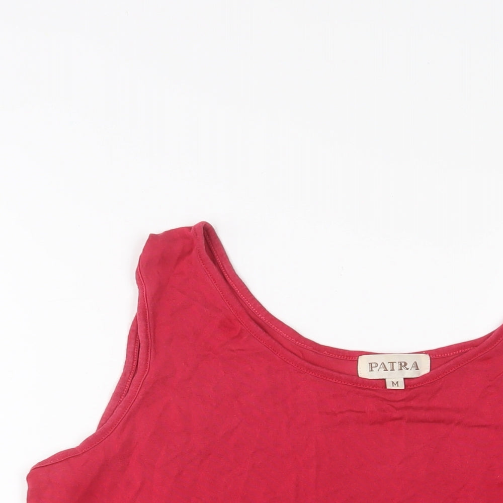 Patra Womens Pink Silk Basic Tank Size M Scoop Neck