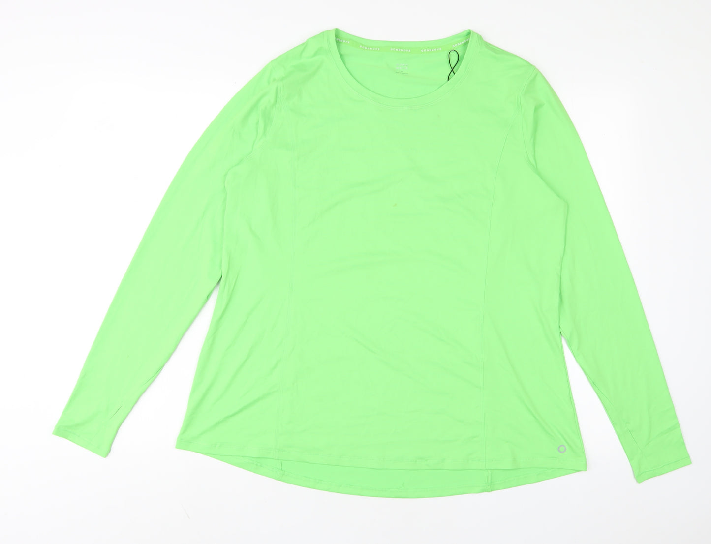 GOODMOVE Womens Green Polyester Basic Casual Size 18 Crew Neck Pullover