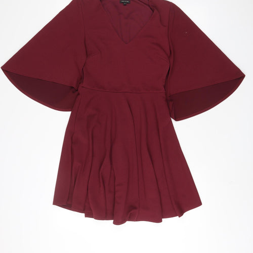 River Island Womens Red Polyester A-Line Size 10 V-Neck Pullover