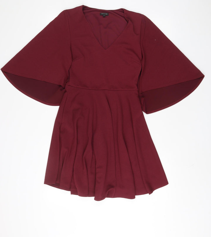 River Island Womens Red Polyester A-Line Size 10 V-Neck Pullover