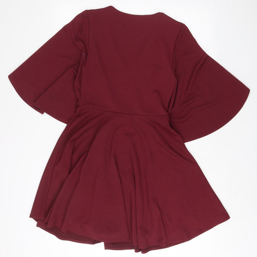River Island Womens Red Polyester A-Line Size 10 V-Neck Pullover