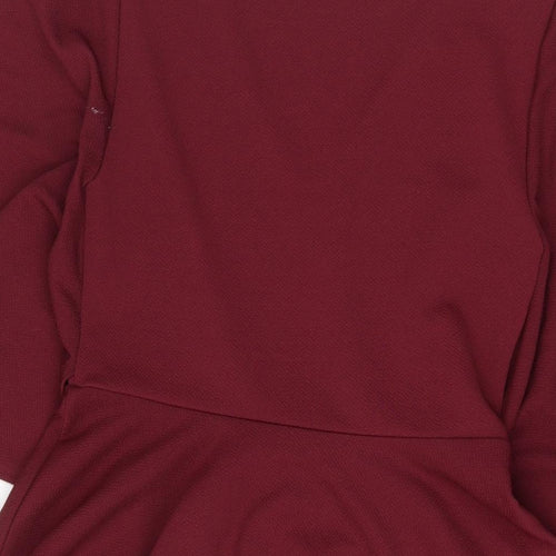 River Island Womens Red Polyester A-Line Size 10 V-Neck Pullover