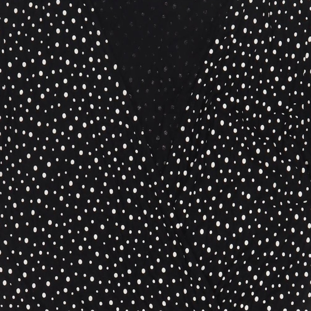 NEXT Womens Black Polka Dot Viscose A-Line Size 18 V-Neck Pullover - Buttons