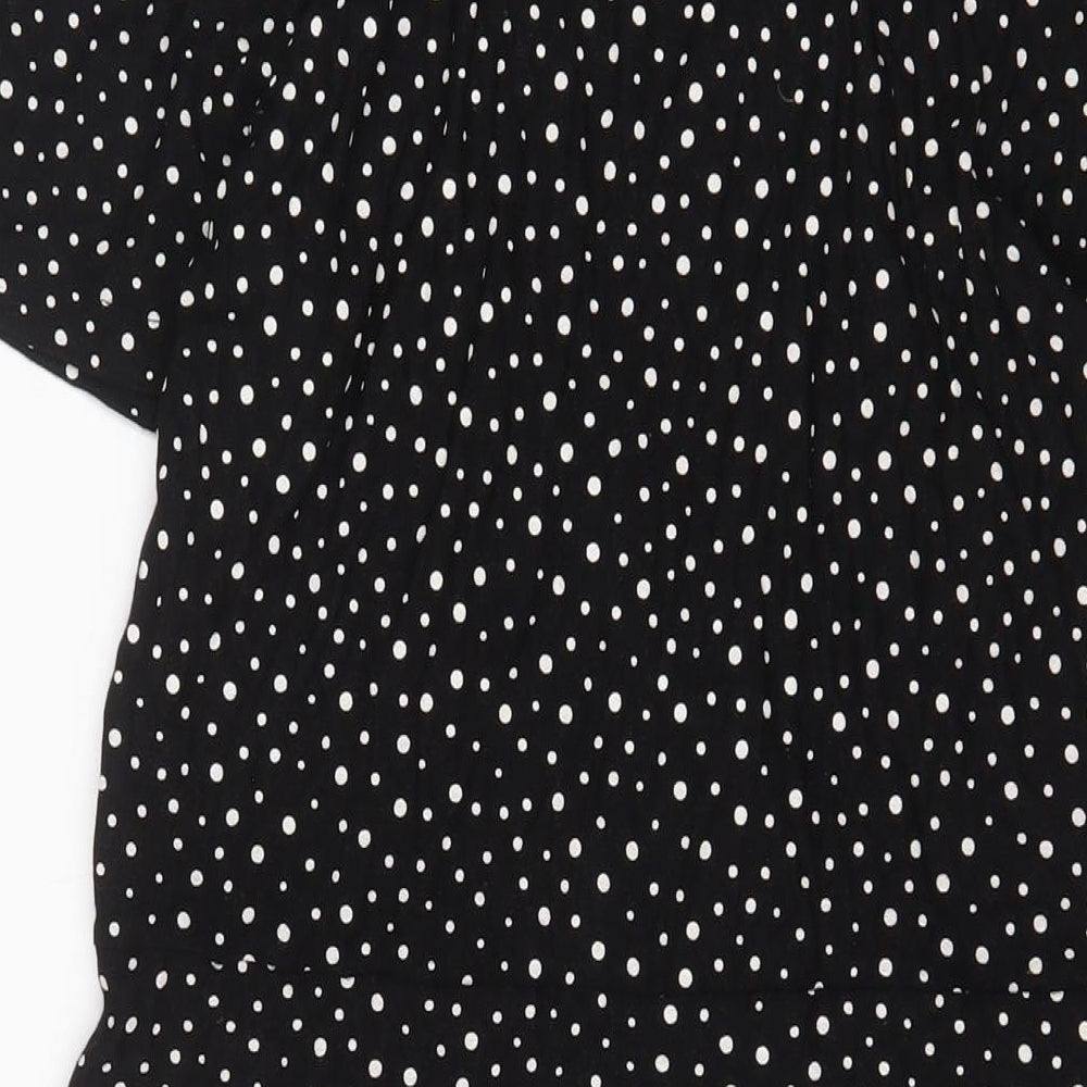 NEXT Womens Black Polka Dot Viscose A-Line Size 18 V-Neck Pullover - Buttons