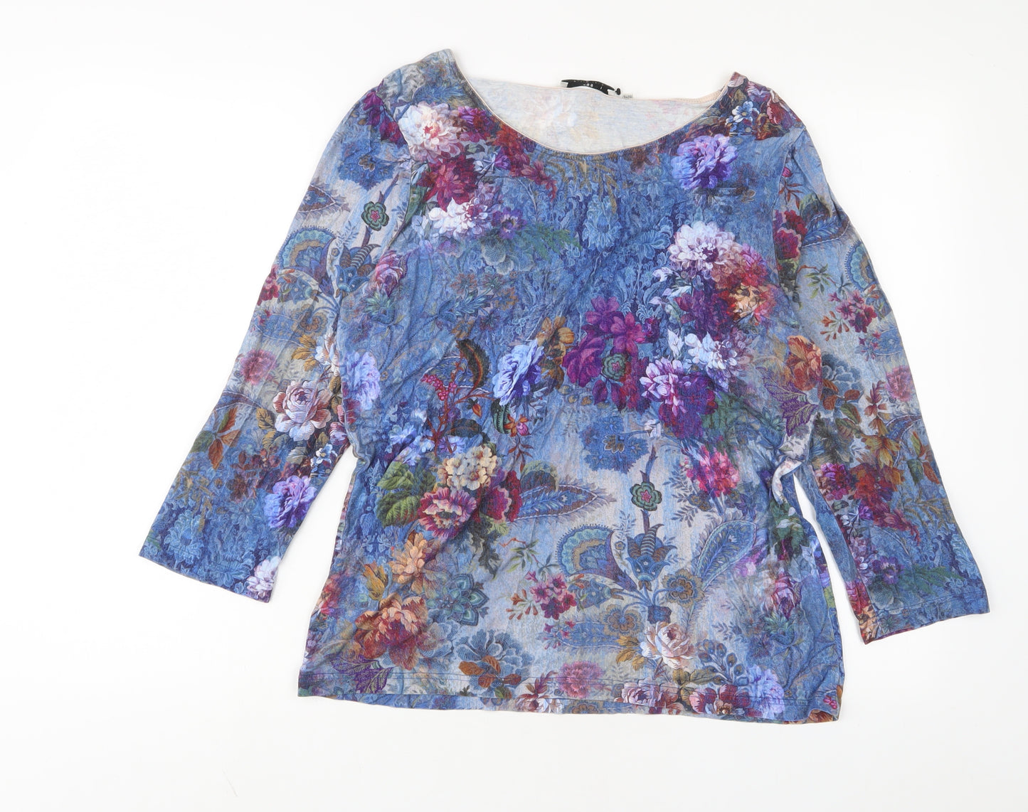 Peter Hahn Womens Multicoloured Floral Viscose Basic T-Shirt Size 16 Boat Neck