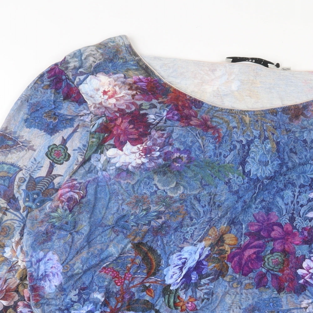 Peter Hahn Womens Multicoloured Floral Viscose Basic T-Shirt Size 16 Boat Neck