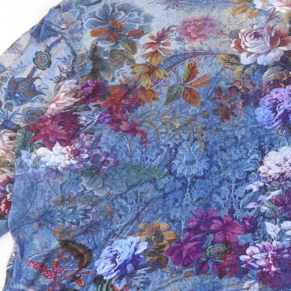 Peter Hahn Womens Multicoloured Floral Viscose Basic T-Shirt Size 16 Boat Neck