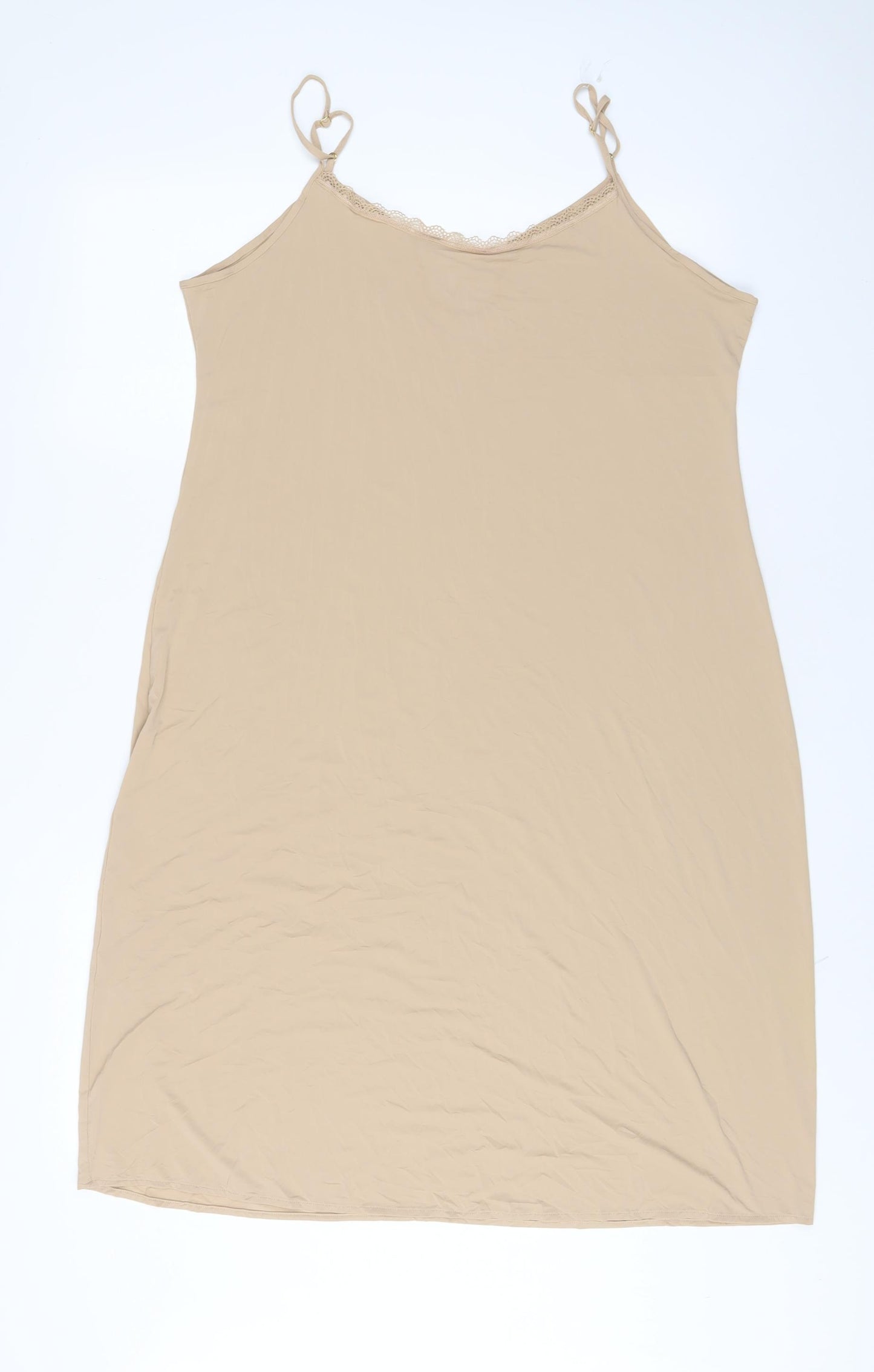 Marks and Spencer Womens Beige Solid Polyester Top Dress Size 18 - Lace Trim