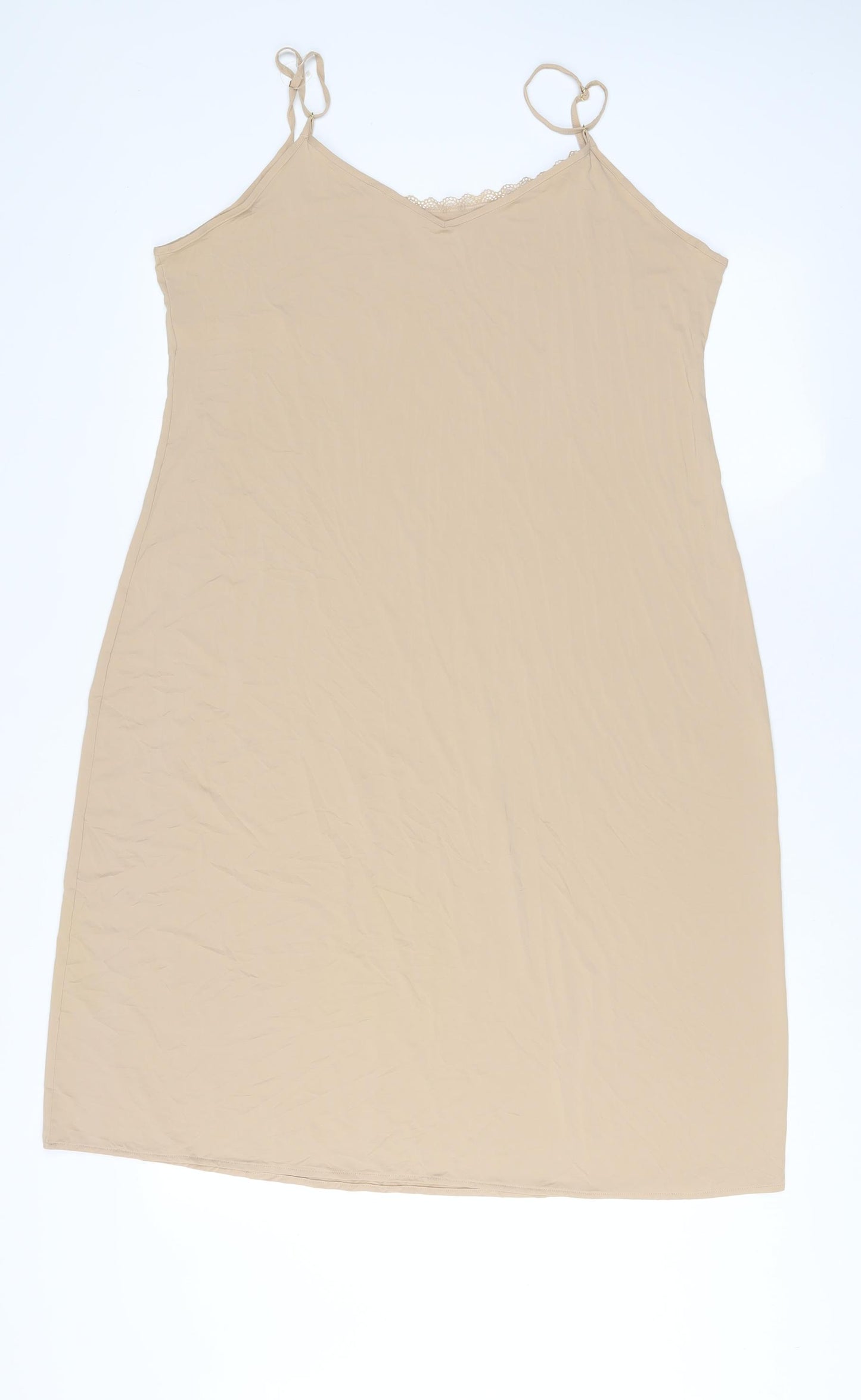 Marks and Spencer Womens Beige Solid Polyester Top Dress Size 18 - Lace Trim