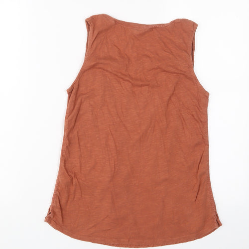 White Stuff Womens Brown Cotton Basic Tank Size 8 Scoop Neck - Embroidered