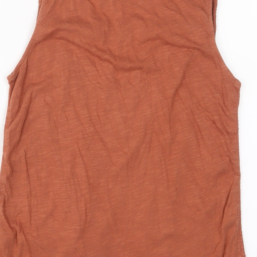 White Stuff Womens Brown Cotton Basic Tank Size 8 Scoop Neck - Embroidered