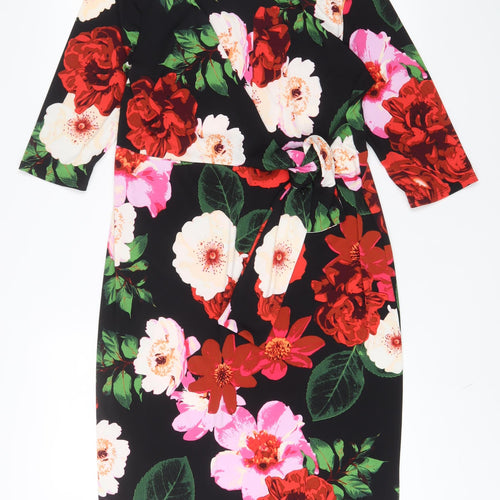JD Williams Womens Multicoloured Floral Polyester A-Line Size 12 Boat Neck Pullover