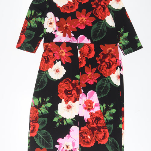 JD Williams Womens Multicoloured Floral Polyester A-Line Size 12 Boat Neck Pullover