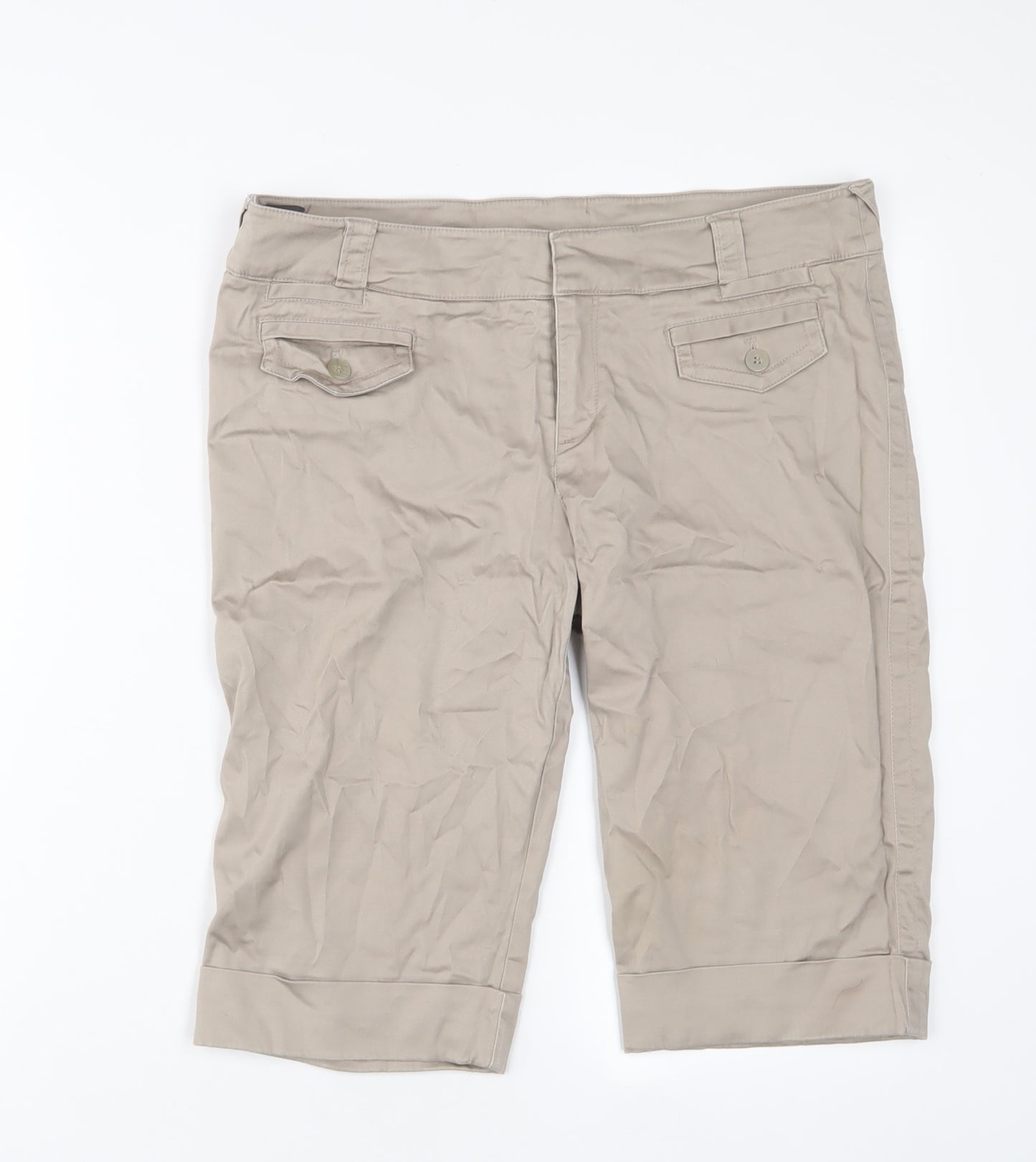 Mexx Womens Beige Cotton Bermuda Shorts Size 32 in L13 in Regular Zip