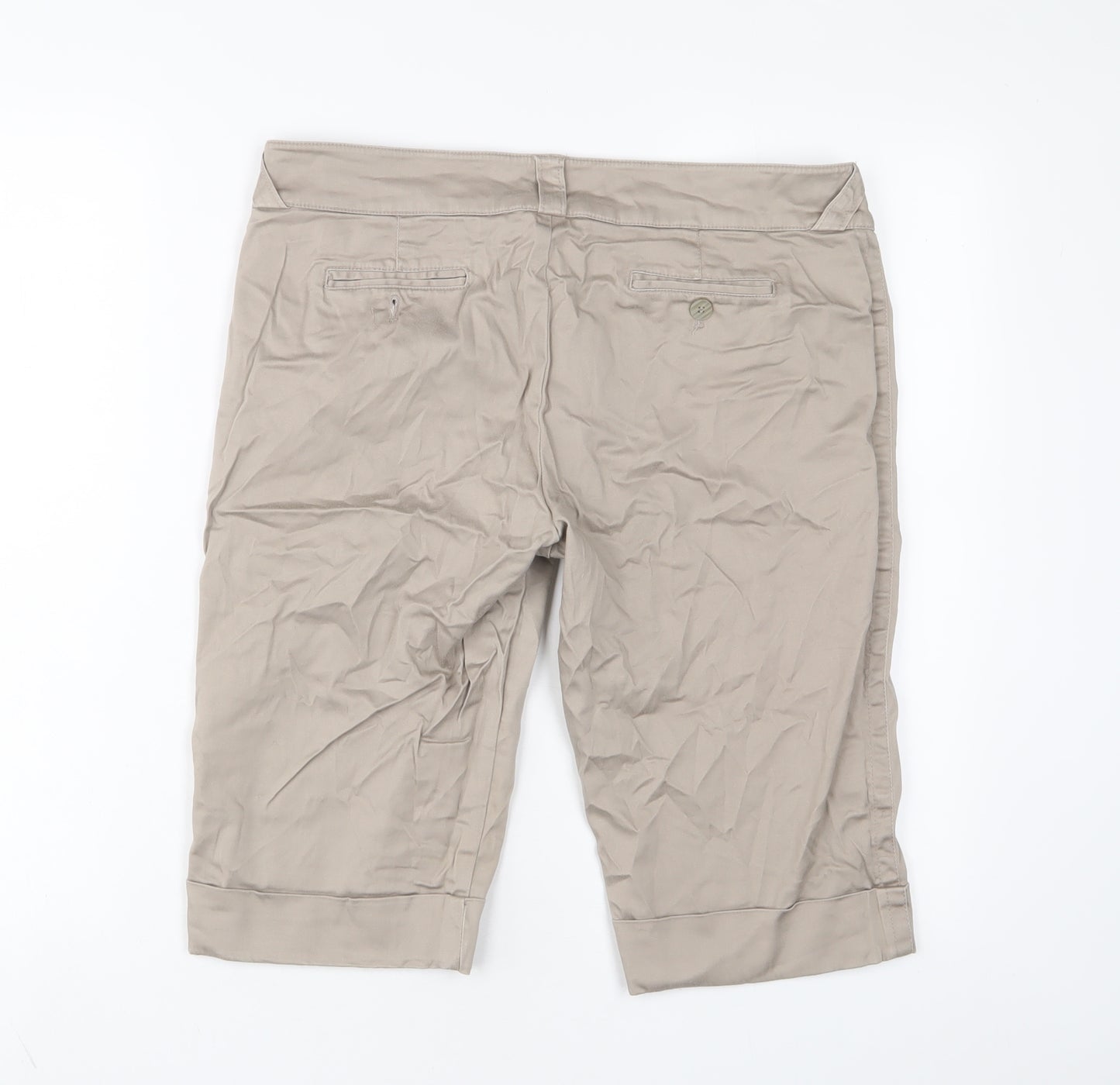 Mexx Womens Beige Cotton Bermuda Shorts Size 32 in L13 in Regular Zip