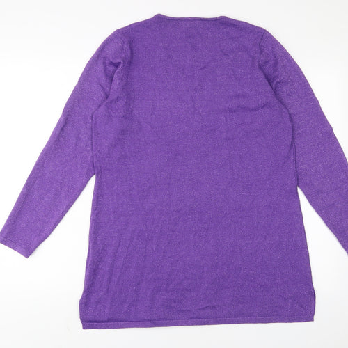 Michele Hope Womens Purple V-Neck Viscose Pullover Jumper Size 14 - 14/16