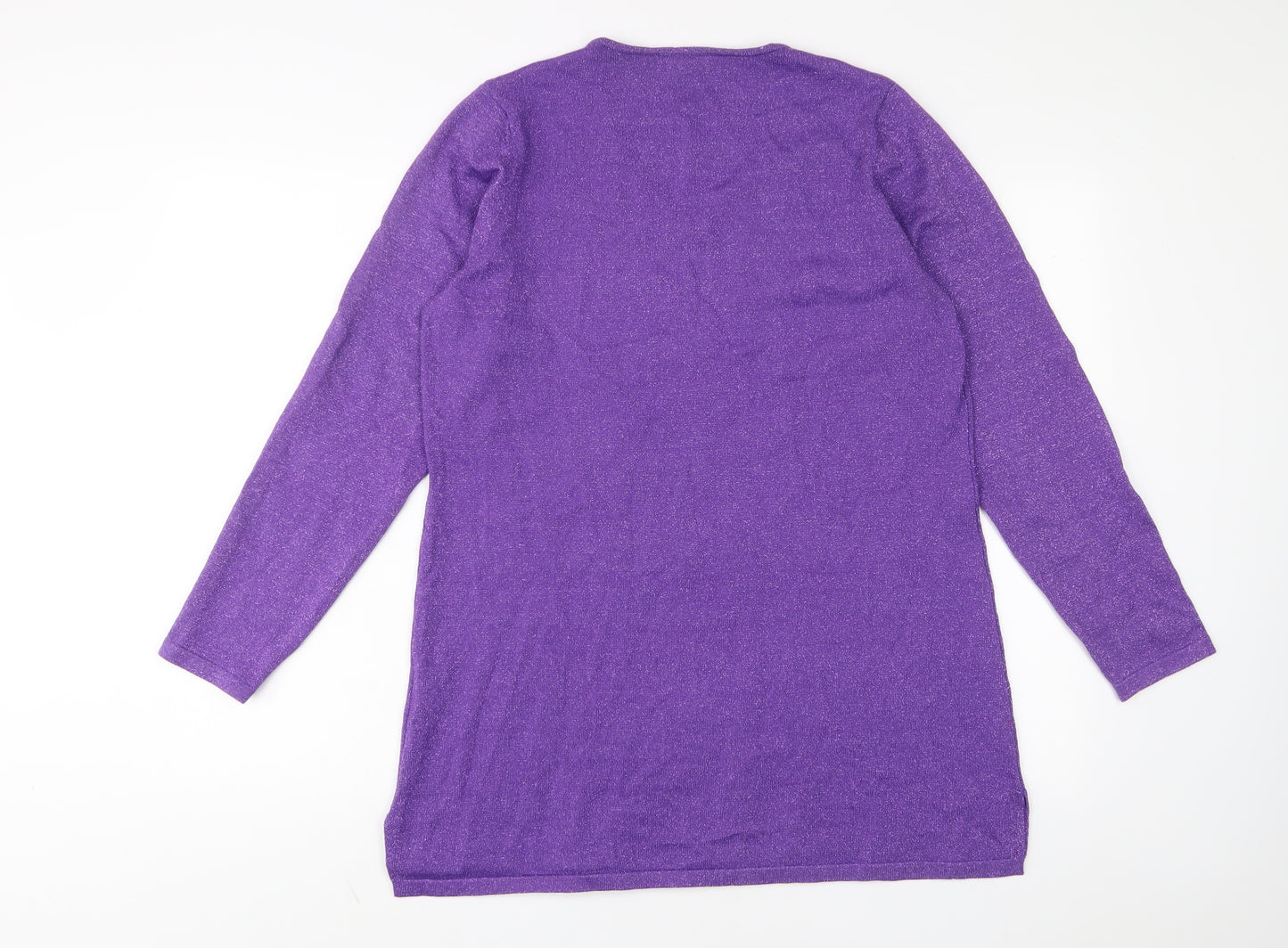 Michele Hope Womens Purple V-Neck Viscose Pullover Jumper Size 14 - 14/16