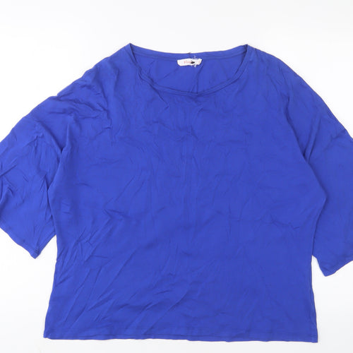 Finery Womens Blue Cotton Basic T-Shirt Size 18 Crew Neck