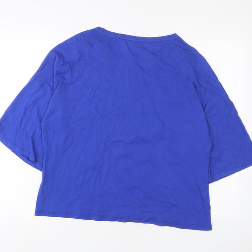 Finery Womens Blue Cotton Basic T-Shirt Size 18 Crew Neck