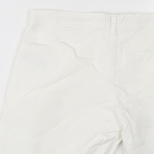 Marks and Spencer Mens White Cotton Bermuda Shorts Size 30 in L10 in Regular Zip