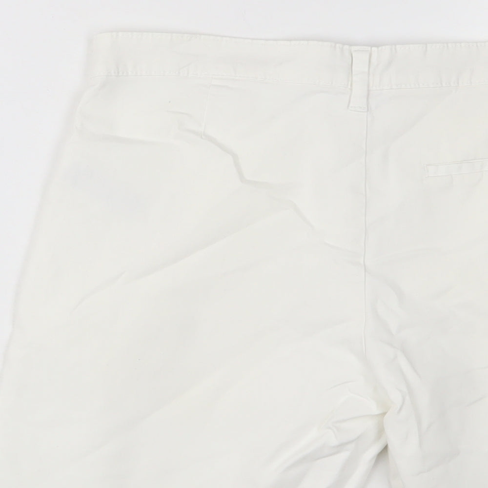 Marks and Spencer Mens White Cotton Bermuda Shorts Size 30 in L10 in Regular Zip