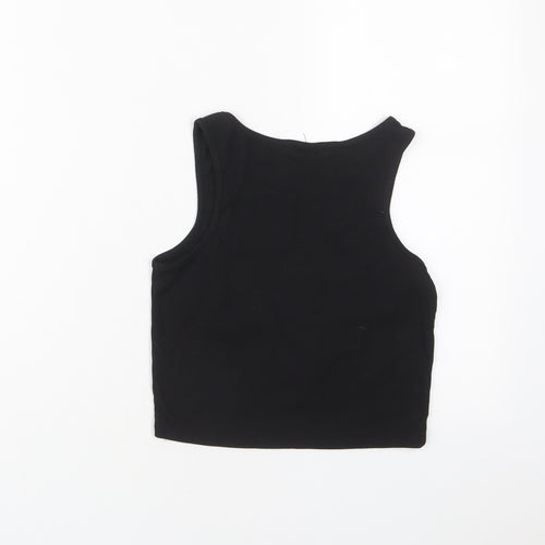 ROMWE Womens Black Polyester Cropped Tank Size S Crew Neck