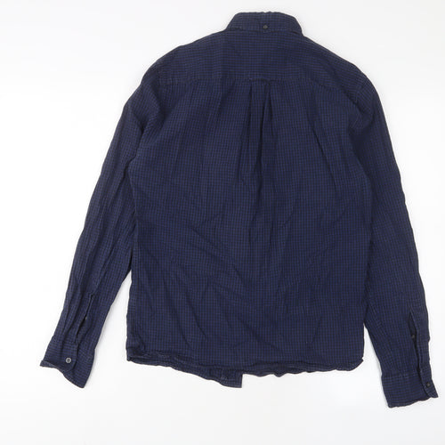NEXT Mens Blue Cotton Button-Up Size S Collared Button